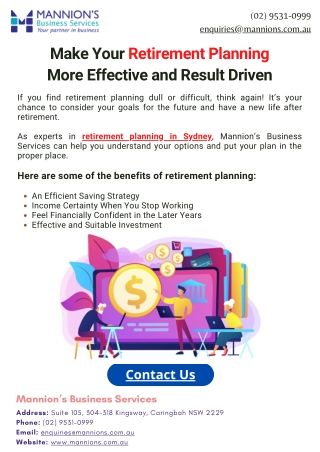 Make Your Retirement Planning More Effective and Result Driven
