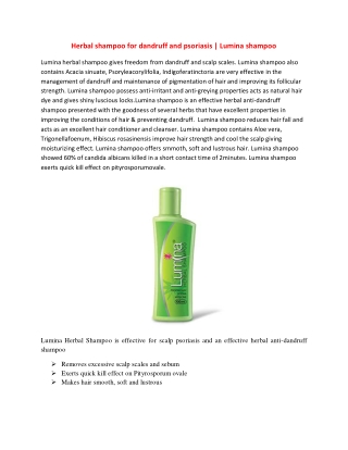 Herbal shampoo for dandruff and psoriasis | Lumina shampoo