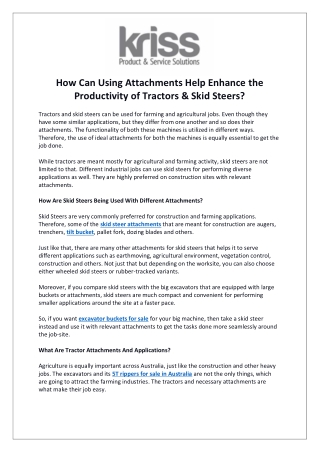 How Can Using Attachments Help Enhance the Productivity Of Tractors & Skid Steers?