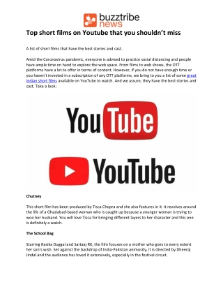Top short films on Youtube that you shouldn’t miss