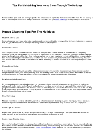Tips For Keeping Your House Clean With The Holidays