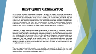 Best Quiet Generator