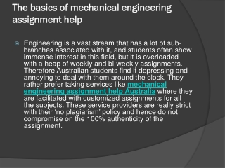 The basics of mechanical engineering assignment help