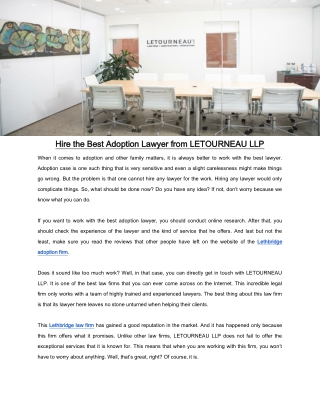 Hire the Best Adoption Lawyer from LETOURNEAU LLP