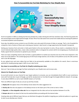 How To Successfully Use YouTube Marketing For Your Shopify Store