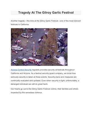 Tragedy At The Gilroy Garlic Festival