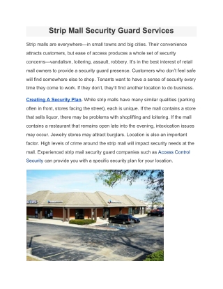Strip Mall Security Guard Services