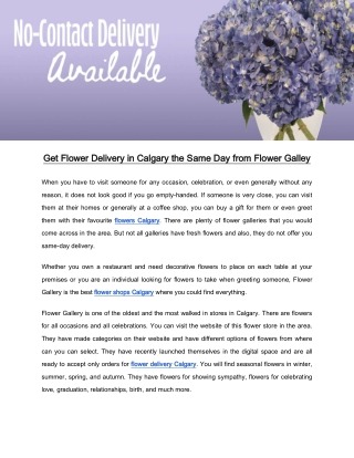 Get Flower Delivery in Calgary the Same Day from Flower Galley