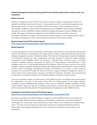 Database Management System Industry growth forecast with key opportunities, Industry share, size, competitive