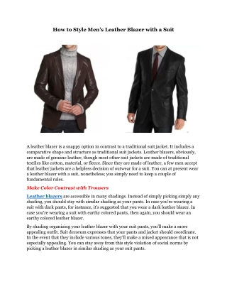 How to Style Men’s Leather Blazer with a Suit