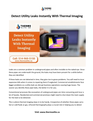 Detect Utility Leaks Instantly With Thermal Imaging