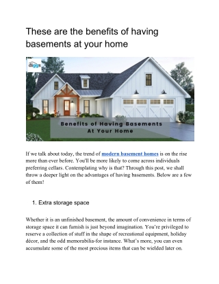 Benefits of Having Basement at Your Home