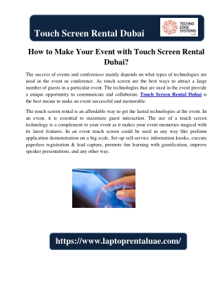 How to Make Your Event with Touch Screen Rental Dubai?