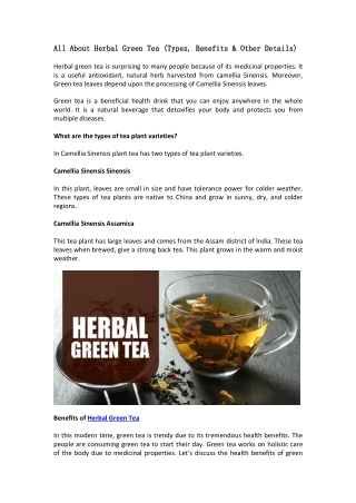 All About Herbal Green Tea (Types, Benefits & Other Details)