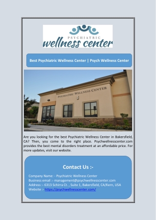 Best Psychiatric Wellness Center | Psych Wellness Center