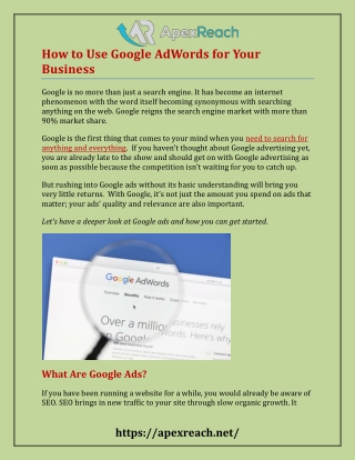 How to Use Google AdWords for Your Business