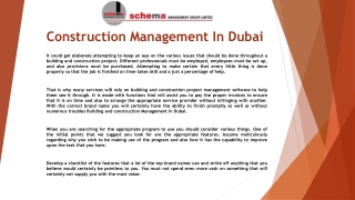 Construction Management In Dubai