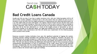 Bad Credit Loans Canada