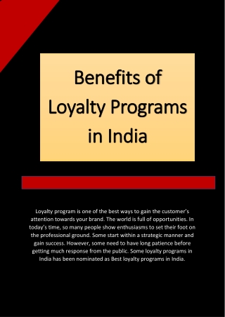 Benefits of Loyalty Programs In India