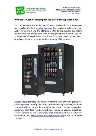 Why Trust Ausbox Vending for the Best Vending Machines?