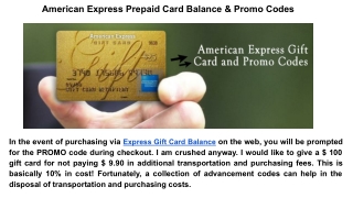 American Express Prepaid Card Balance & Promo Codes