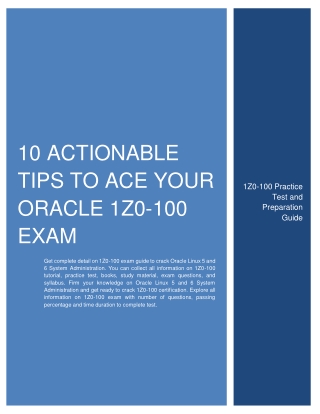 [BENEFICIAL] 10 Actionable Tips to Ace Your Oracle 1Z0-100 Exam