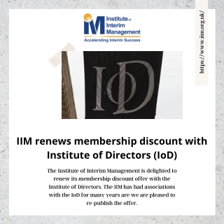 IoD Membership Cost | Institute Of Interim Management