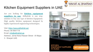 Kitchen Equipment Suppliers in UAE