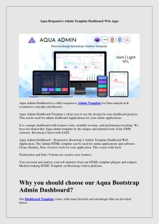 Aqua Responsive Admin Template Dashboard Web Apps