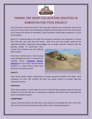 Finding the Right Excavating Services in Edmonton for your Project