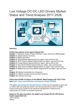 Low Voltage DC-DC LED Drivers Market