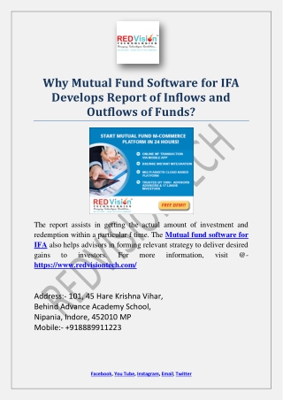 Why Mutual Fund Software for IFA Develops Report of Inflows and Outflows of Funds?