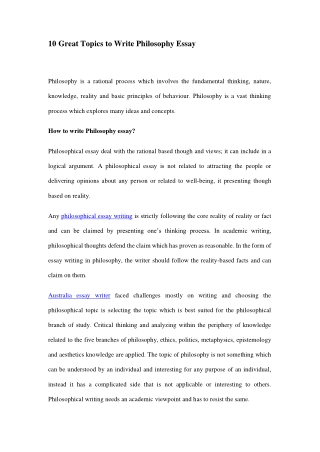 10 Great Topics to Write Philosophy Essay