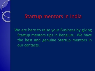 Startup mentors in India