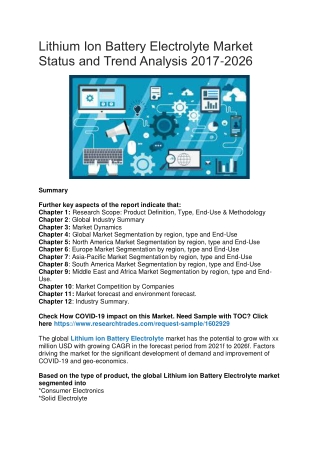 Lithium Ion Battery Electrolyte Market