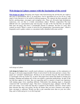 Web design in Lahore connect with the fascination of the crowd