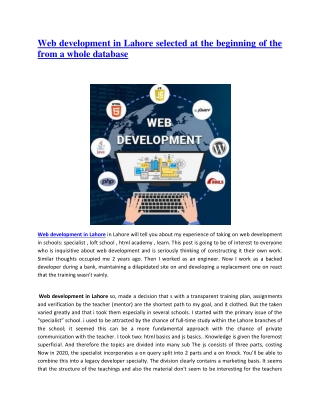 Web development in Lahore selected at the beginning of the from a whole database