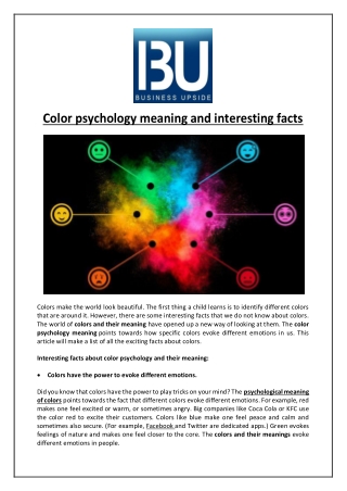 "Color psychology meaning and interesting facts."