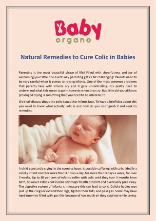 Natural remedies to cure colic in babies