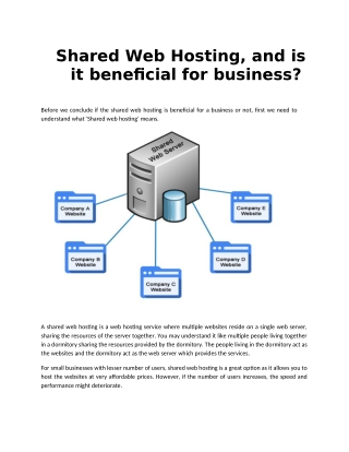 Shared Web Hosting, and is it beneficial for business?