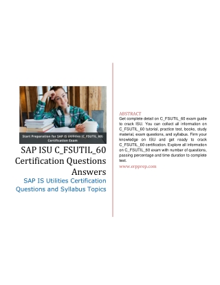 SAP ISU C_FSUTIL_60 Certification Questions Answers [PDF]