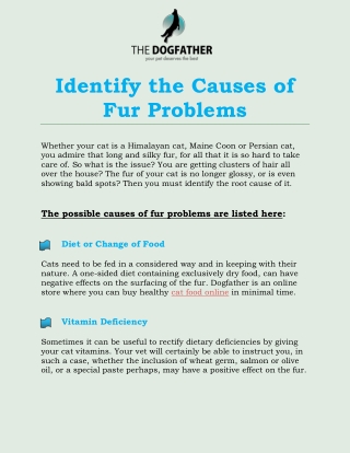 Identify The Causes Of Fur Problems