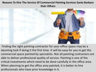 Reasons To Hire The Service Of Commercial Painting Services Santa Barbara Over Others