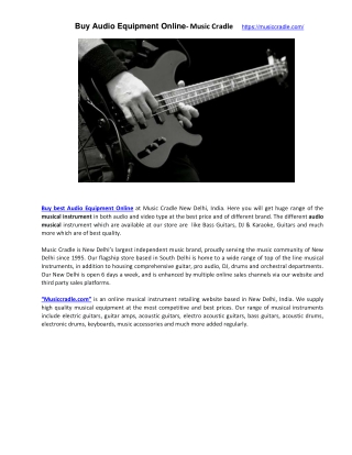 Buy Audio Equipment Online- Music Cradle
