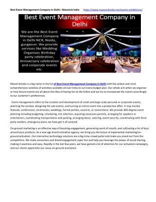 Best Event Management Company in Delhi– Maverick India