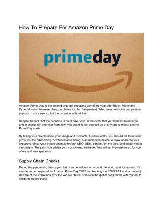 How To Prepare For Amazon Prime Day