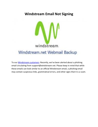 Windstream Email Not Signing