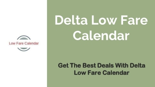 Delta Low Fare Calendar