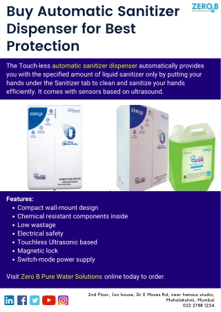 Buy Automatic Sanitizer Dispenser for Best Protection