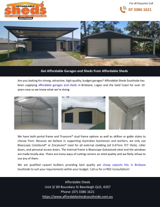 Get Affordable Garages and Sheds from Affordable Sheds